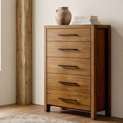 Adderley 5-drawer Bedroom Chest of Drawers Warm Brown