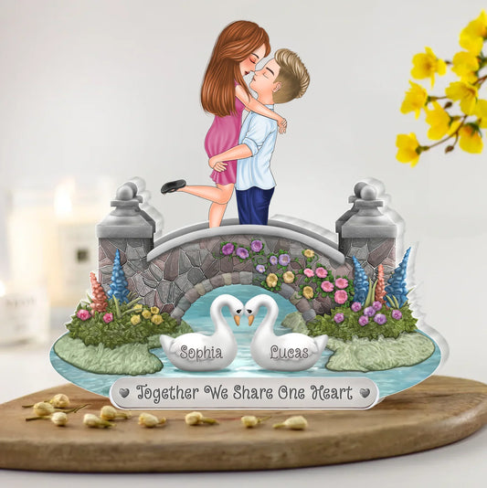 Personalized Couple Acrylic Plaque - Gift For Couple/Husband And Wife - Together We Share One Heart