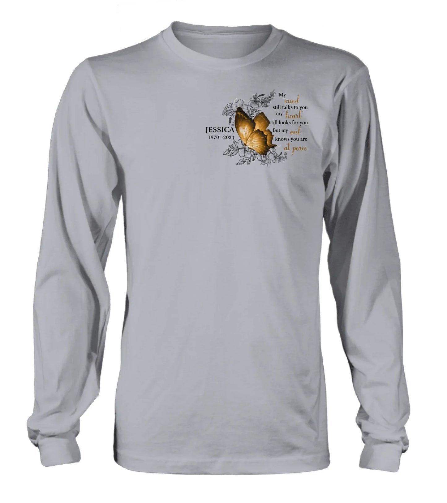 Personalized Memorial Butterfly Shirt/Hoodie - Up to 4 Butterflies - Memorial Gift Idea for Mother's Day/Father's Day - My Mind Still Talks To You