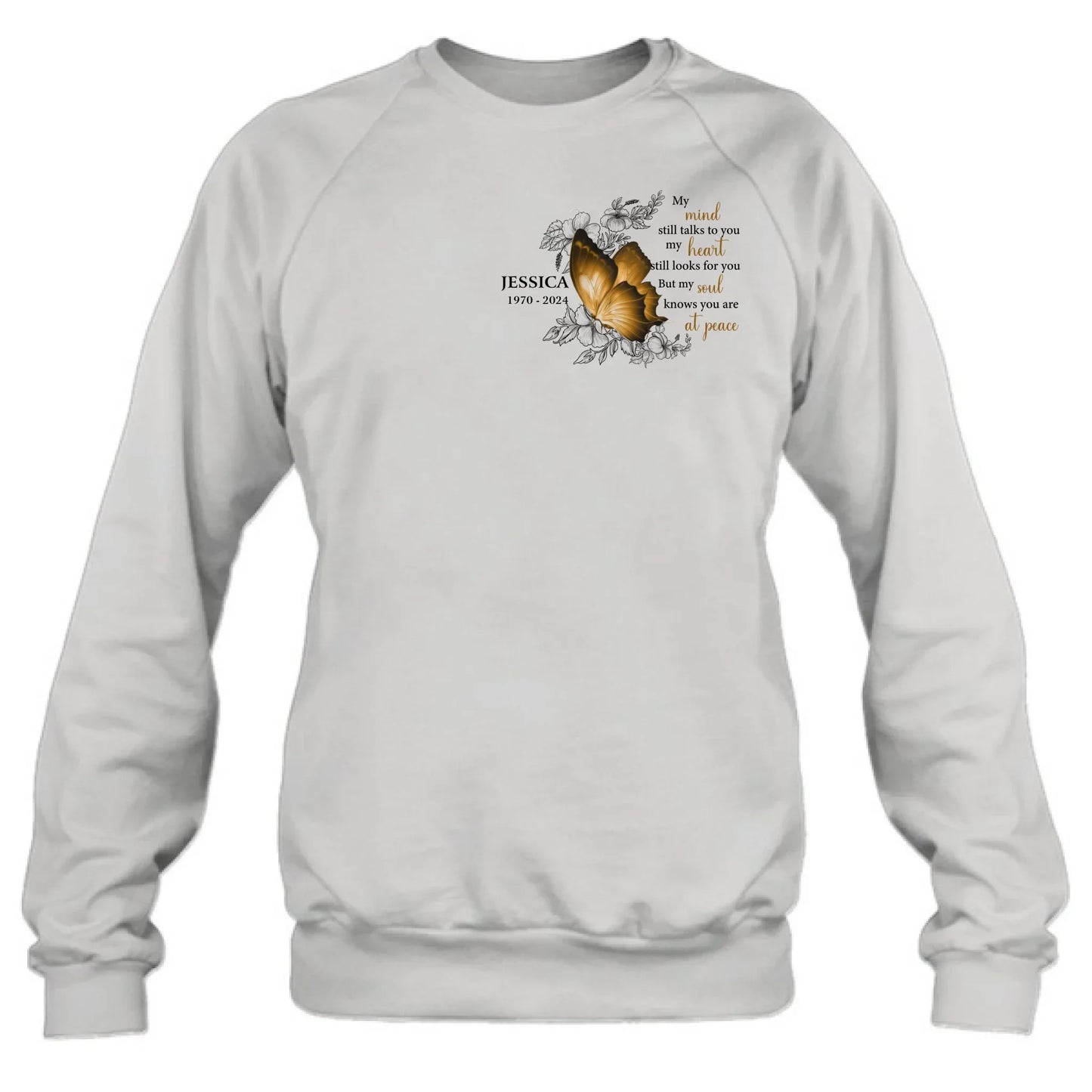 Personalized Memorial Butterfly Shirt/Hoodie - Up to 4 Butterflies - Memorial Gift Idea for Mother's Day/Father's Day - My Mind Still Talks To You