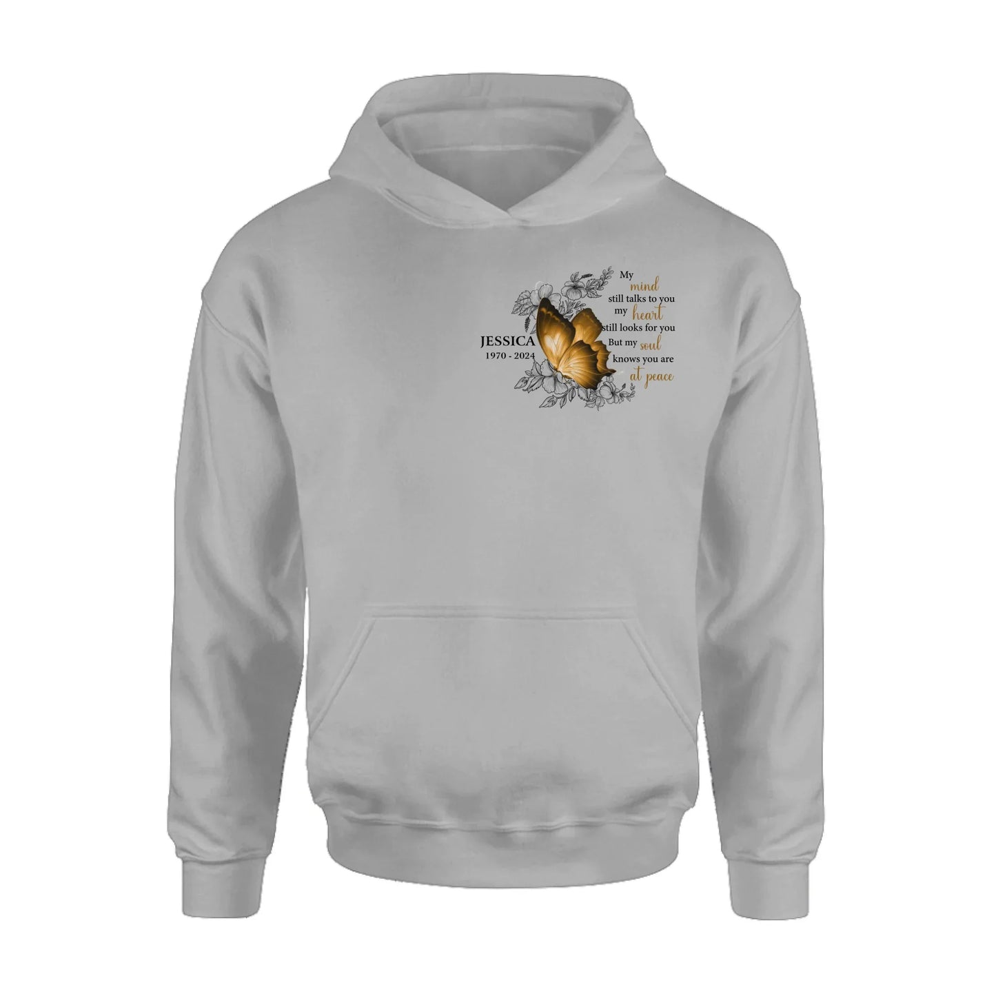 Personalized Memorial Butterfly Shirt/Hoodie - Up to 4 Butterflies - Memorial Gift Idea for Mother's Day/Father's Day - My Mind Still Talks To You