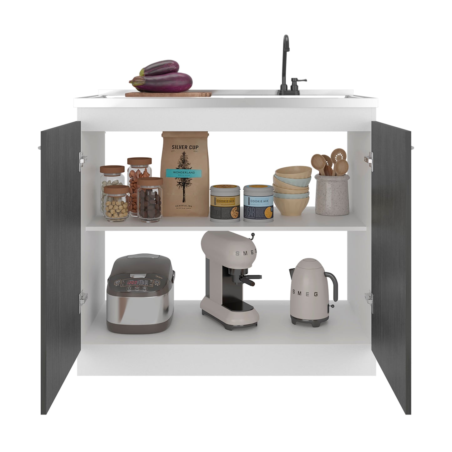 Salento Freestanding Sink, Double Door Cabinet