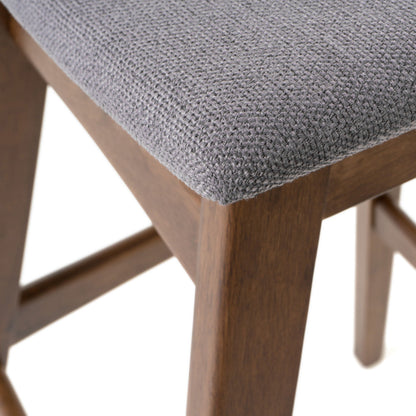 Mid Century Modern Bar Stool Set With Upholstered Seating