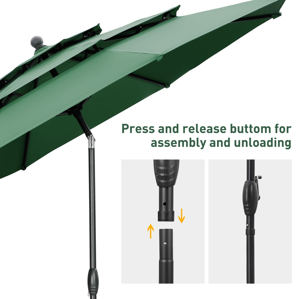 Ainfox 10FT 3 tier vented Outdoor Table Umbrella with Partern Umbrella Base For Beach Market Backyard Camping