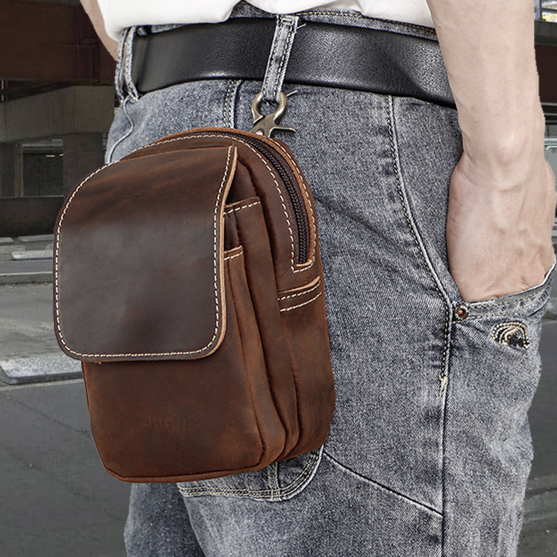 Genuine Leather Mens Cowhide Durable Work Belt-Powered Bag
