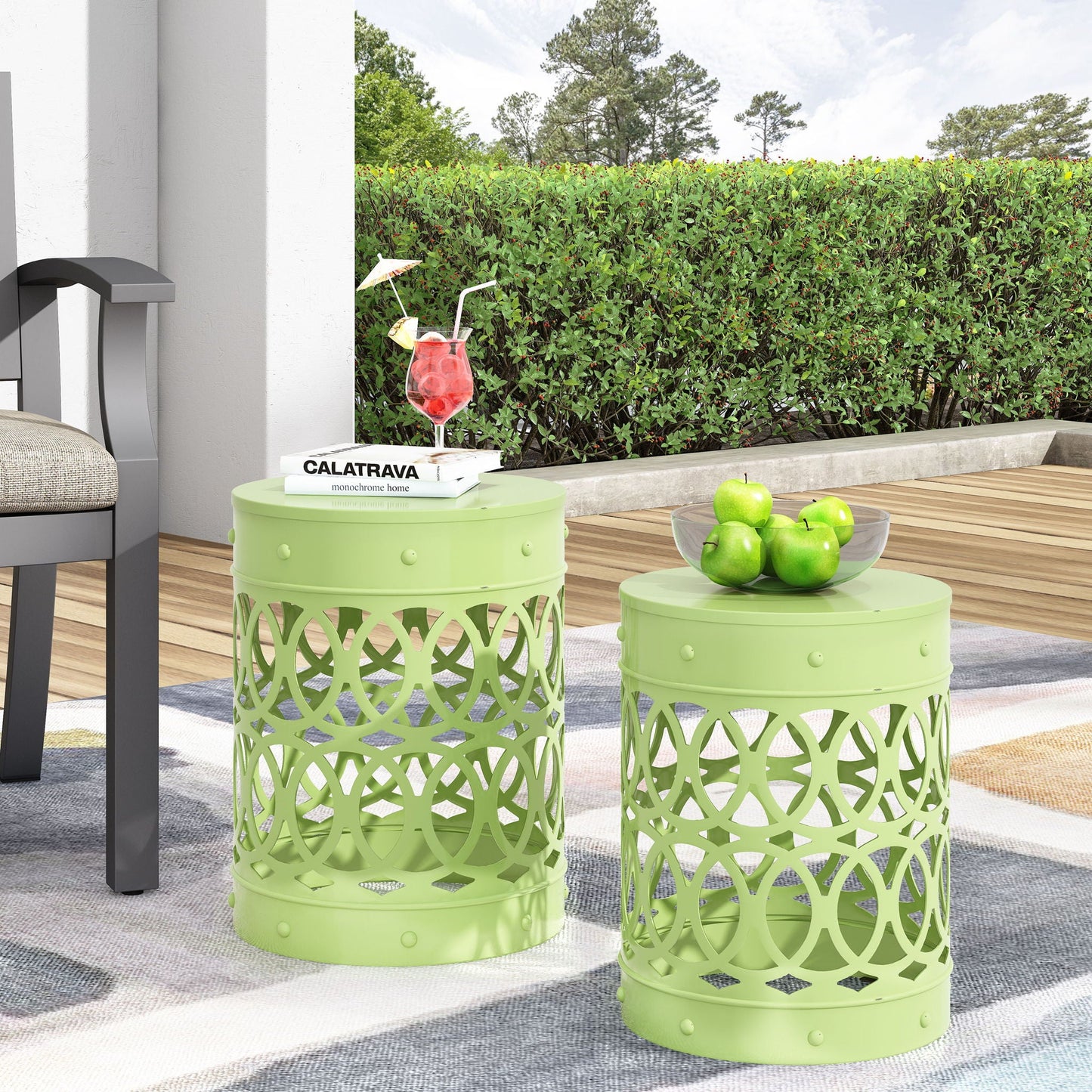 Outdoor Metal Side Table Set of 2