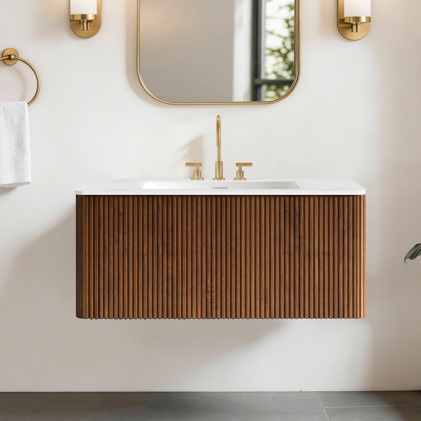 Etna 36" Striped Walnut Bathroom Vanity