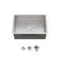 Stainless Steel Kitchen Sink, 27″x19″ Single Bowl, Undermount Handmade Sink in Brushed Nickel