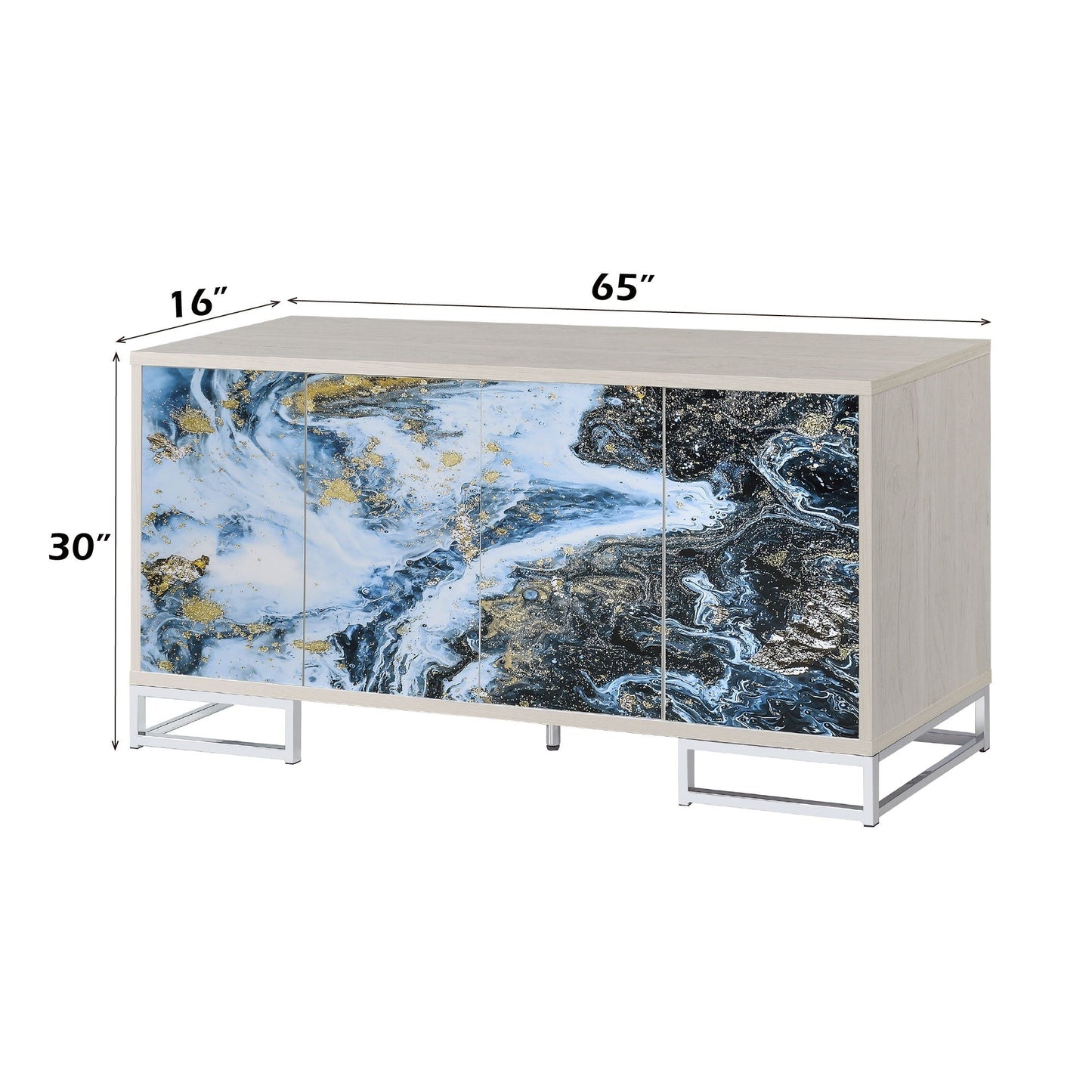 Liam Marble Paint Console Cabinet - Multi