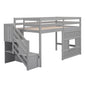 Loft Bed With Storage Staircase, Window & LED Light