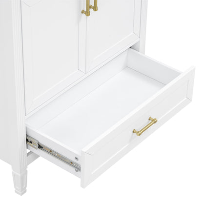 Elegant Fluted Bathroom Vanity With Sink, Soft Close Doors & Drawer