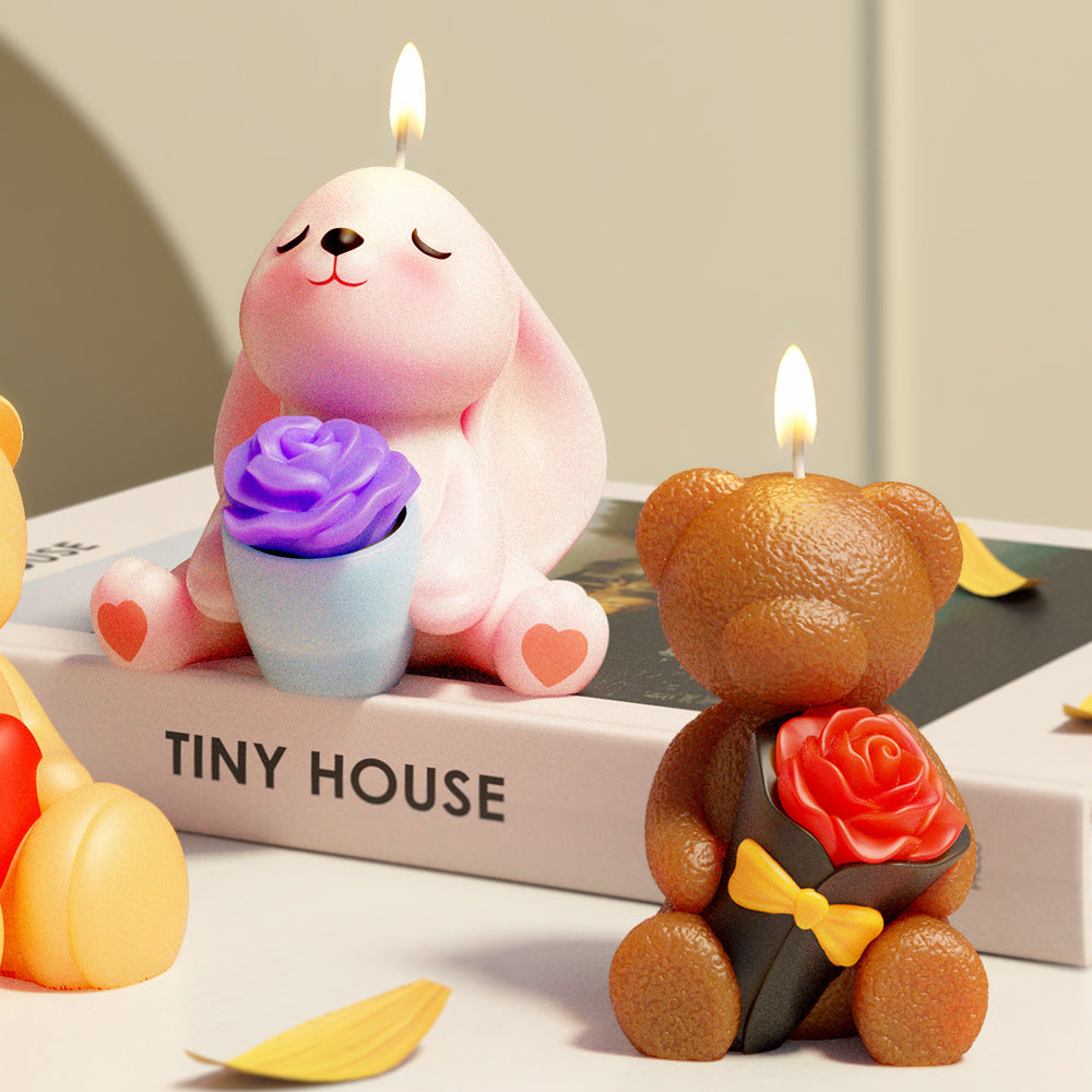 Rose Love Bear Candle Mould Diy Easter