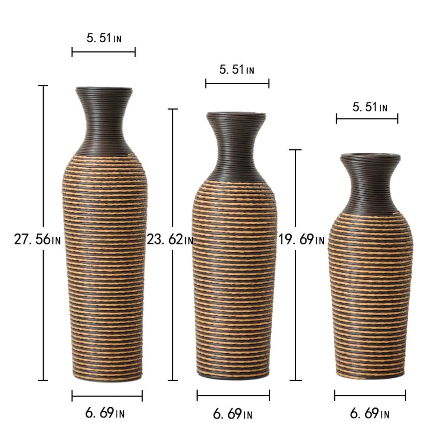 Classic And Neat Floor Vase, High Independent Flower Stand (Set of 3)