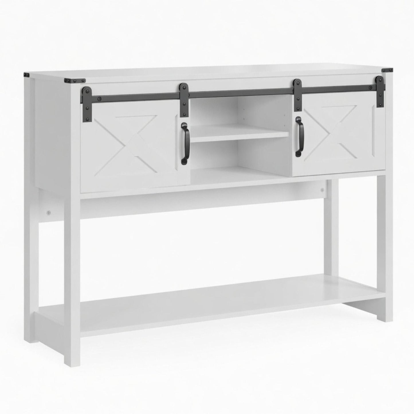 Farmhouse Entryway Table With Sliding Barn Door