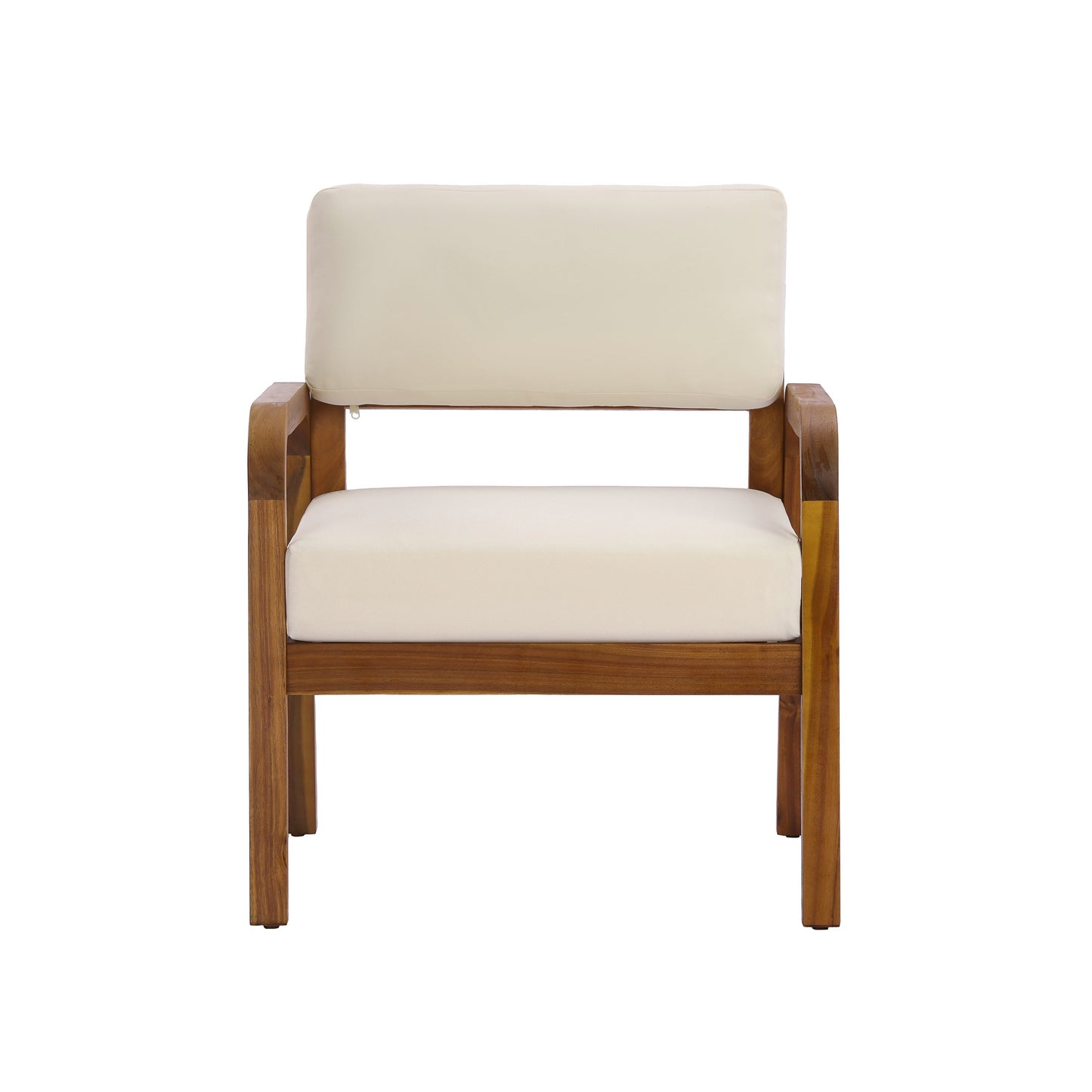 Outdoor Acacia Wood Armchair with Weather-Resistant Cushions