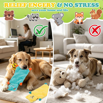 No Stuffing Squeaky Dog Toys For Samll Medium Large Breeds, 3 Pack Durable Plush Puppy Chew Toys For Teething And Boredom, Interactive Dog Toy To Keep Them Busy