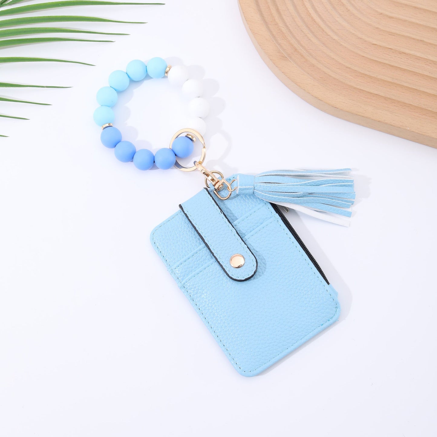 Silicone Bead Bracelet Leather Wallet