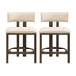 26" Counter Height Bar Stool, Upholstered Counter Stools (Set of 2) - Walnut & Beige