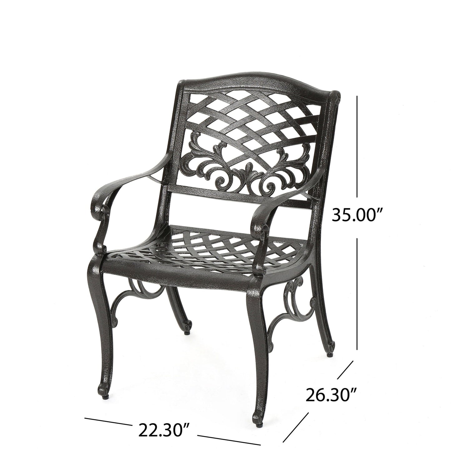 Luminea Outdoor Aluminum Dining Chair with Scroll Design, Bronze