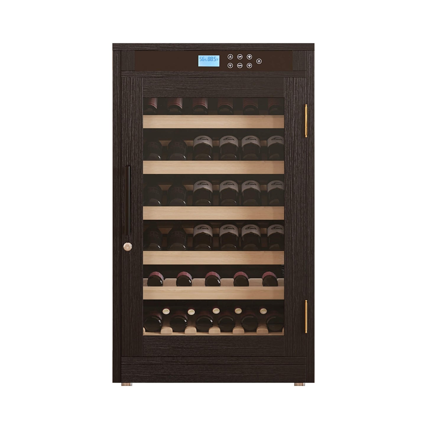Nuvia 69-Bottle 7.6 Cu.Ft Freestanding Smart Wooden Wine Cooler With LED Touch Display (SAK24861)