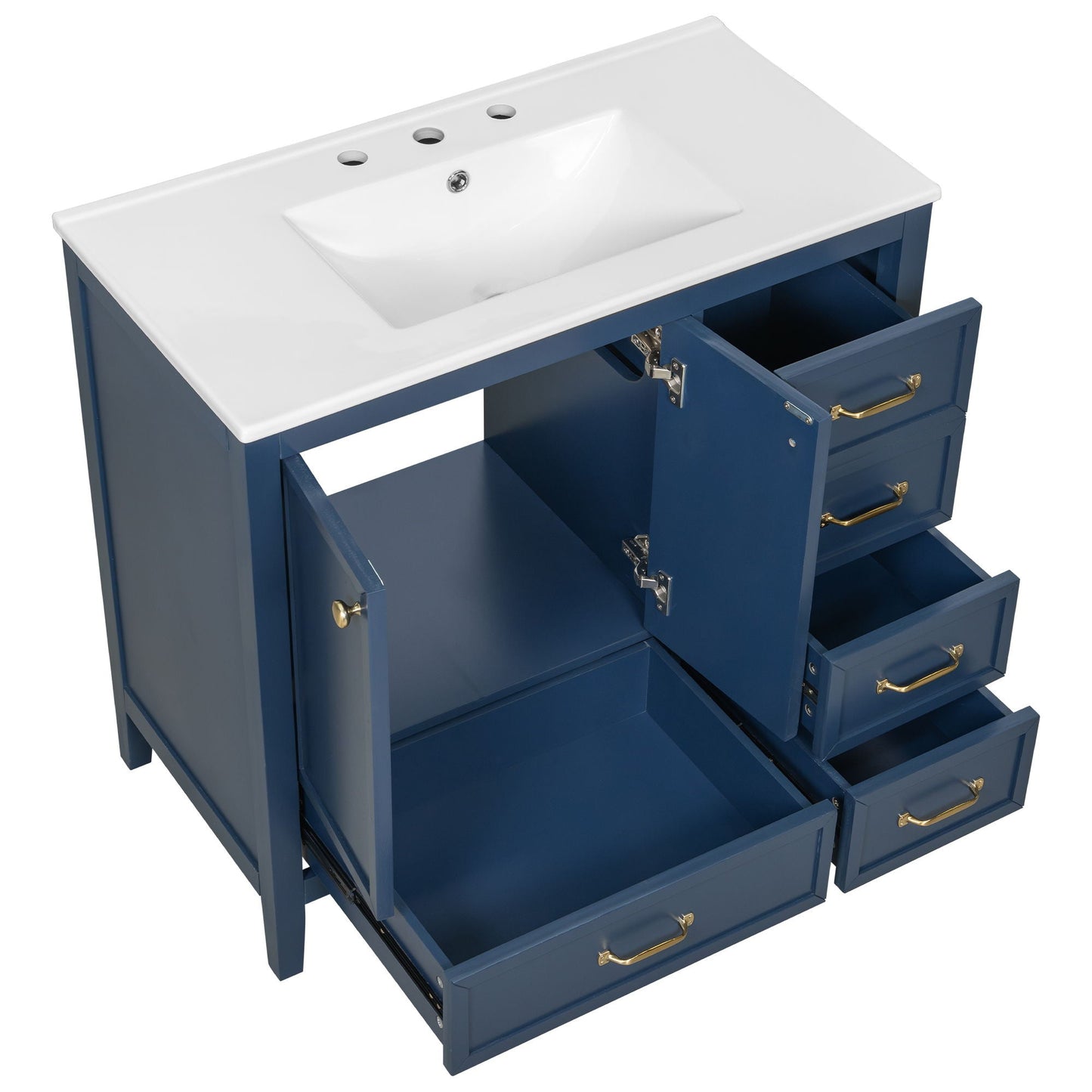 Elegant Vintage Bathroom Vanity With Sink and Soft Closing Drawers
