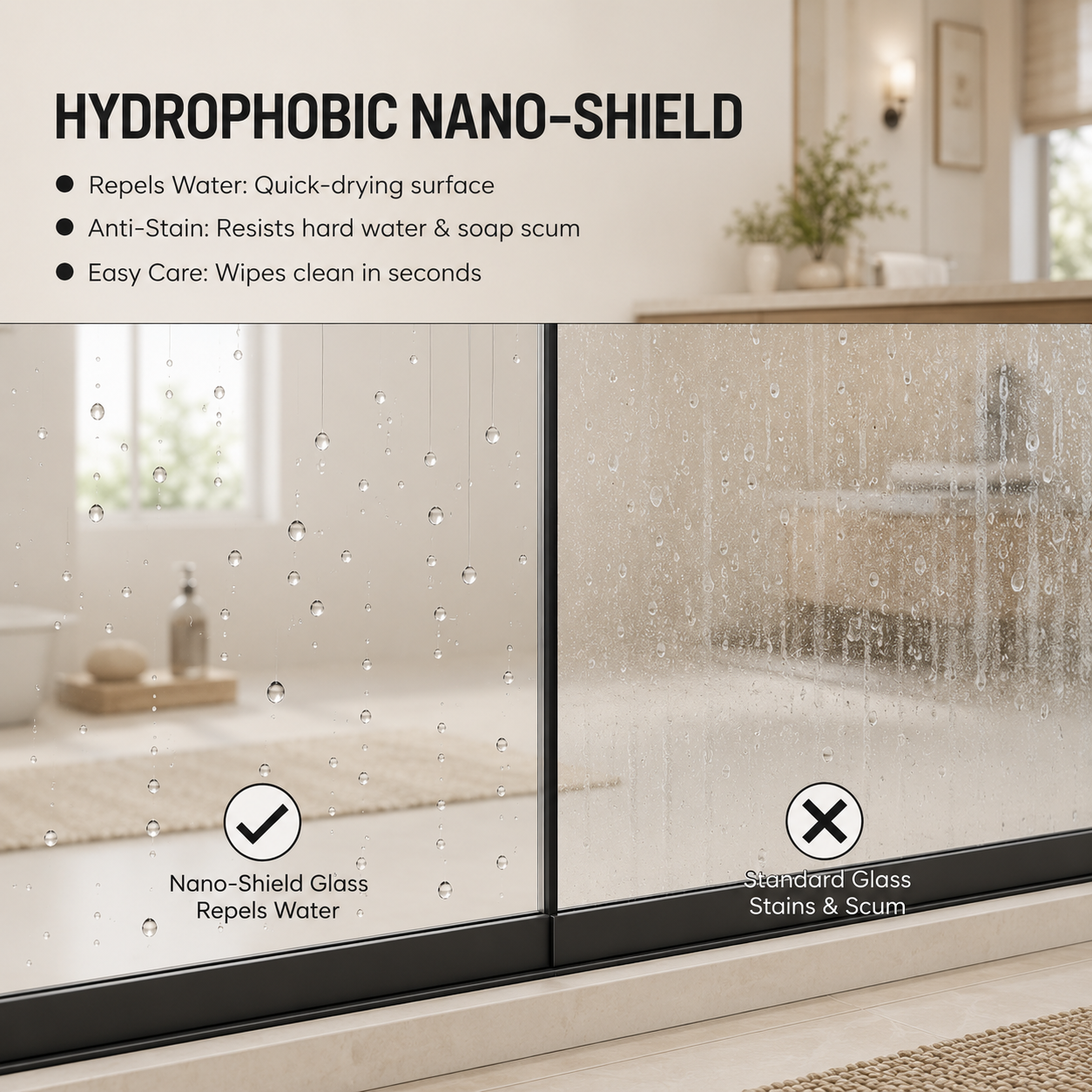 44-48" W x 74" H Framed Double Sliding Shower Door