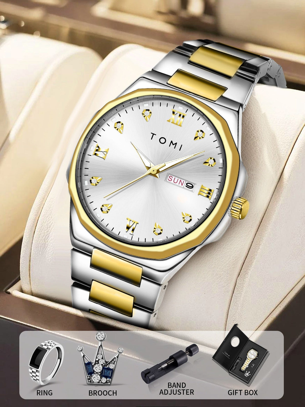 Simple Diamond Encrusted Quartz Watch Fashionable