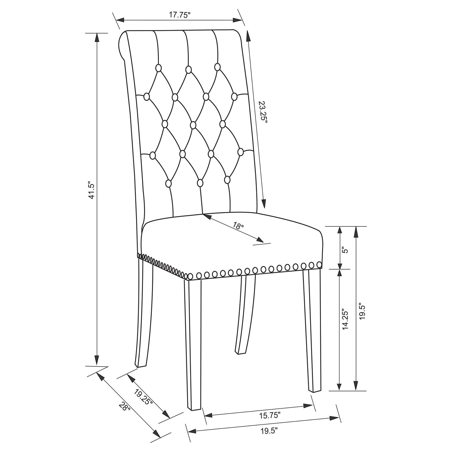 Tufted Rolled Backrest Side Chairs (Set of 2)