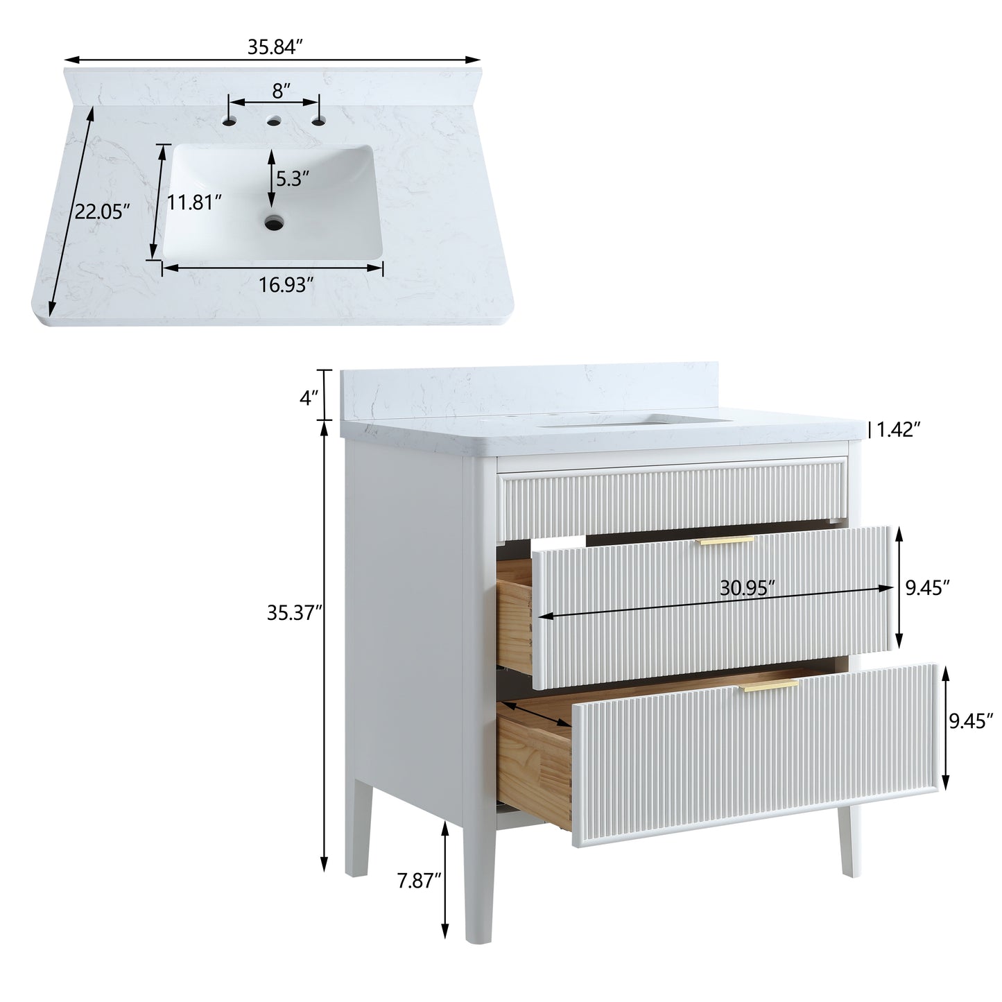 Fully Assembled 36'' Bathroom Vanity