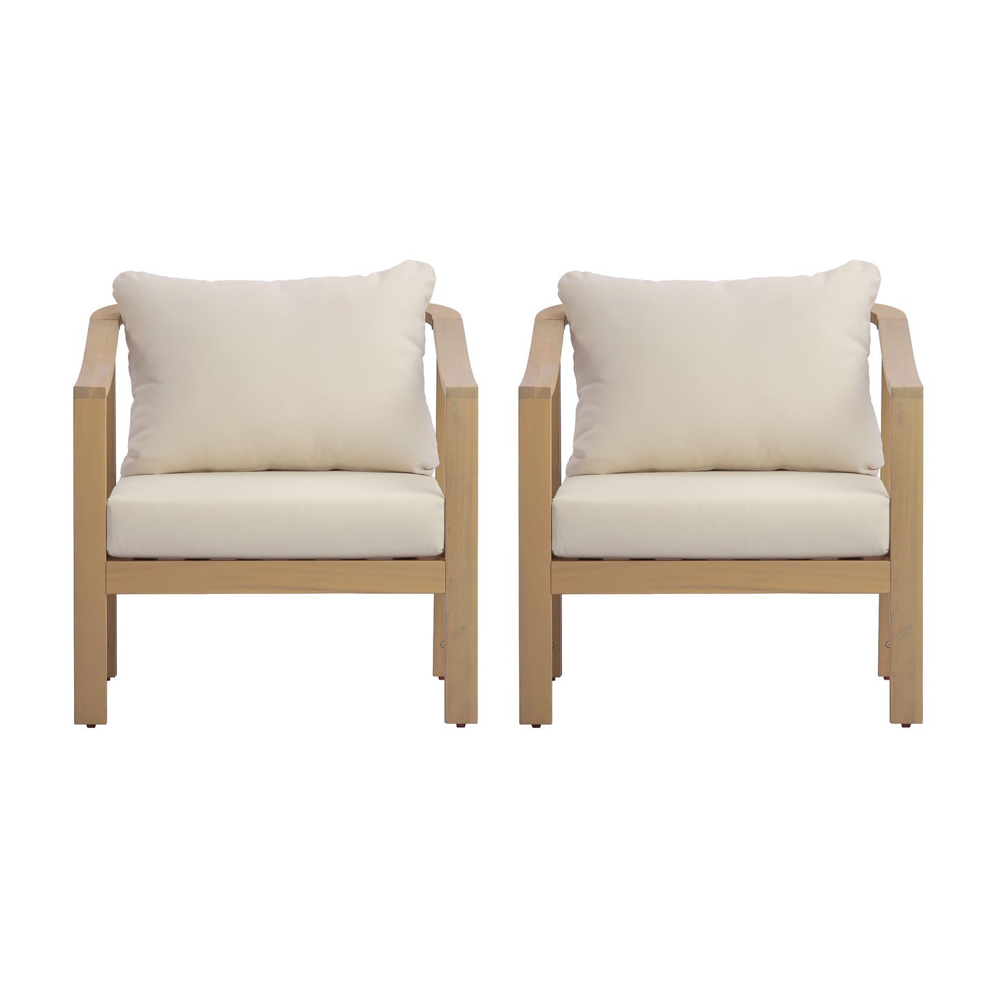 Acacia Wood Patio Furniture Club Chair Set of 2
