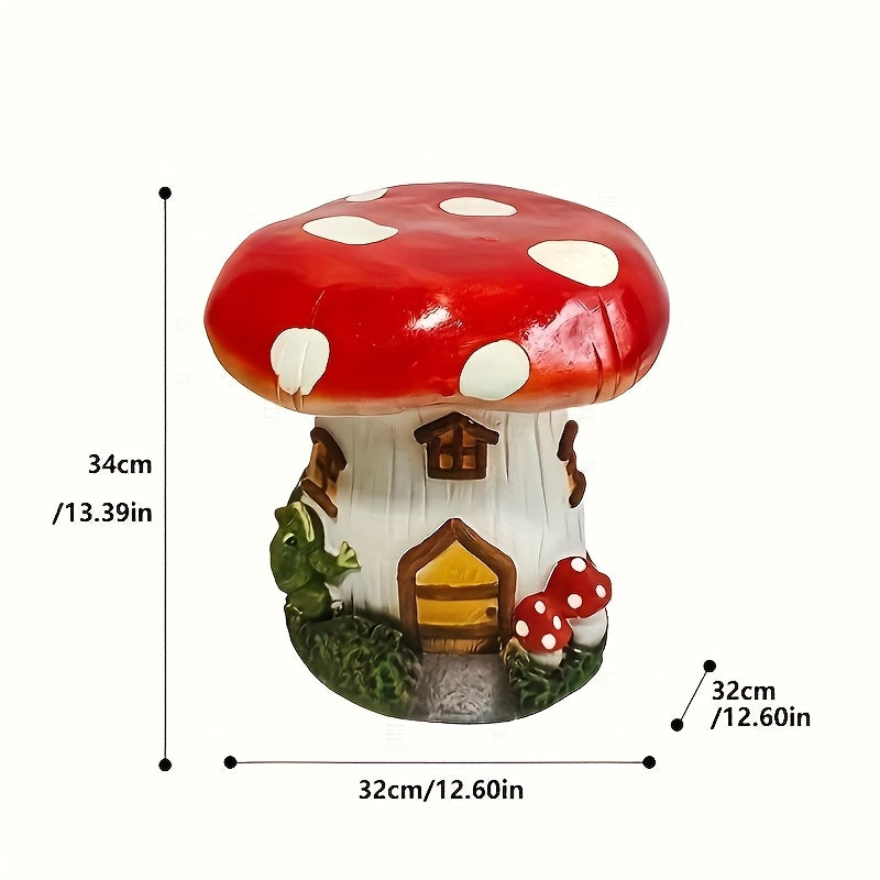 13.4" Mushroom House Garden Stool
