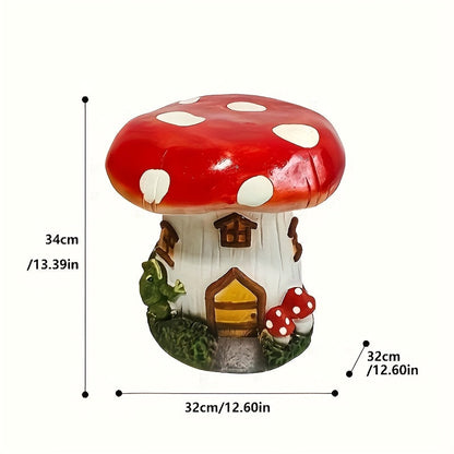 13.4" Mushroom House Garden Stool