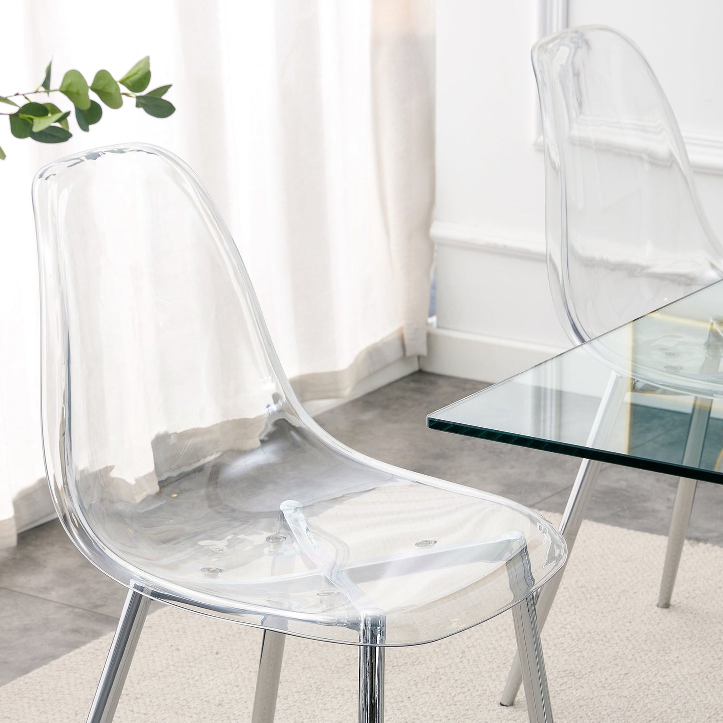Modern Minimalist Transparent Dining Chair - 6-Piece Set