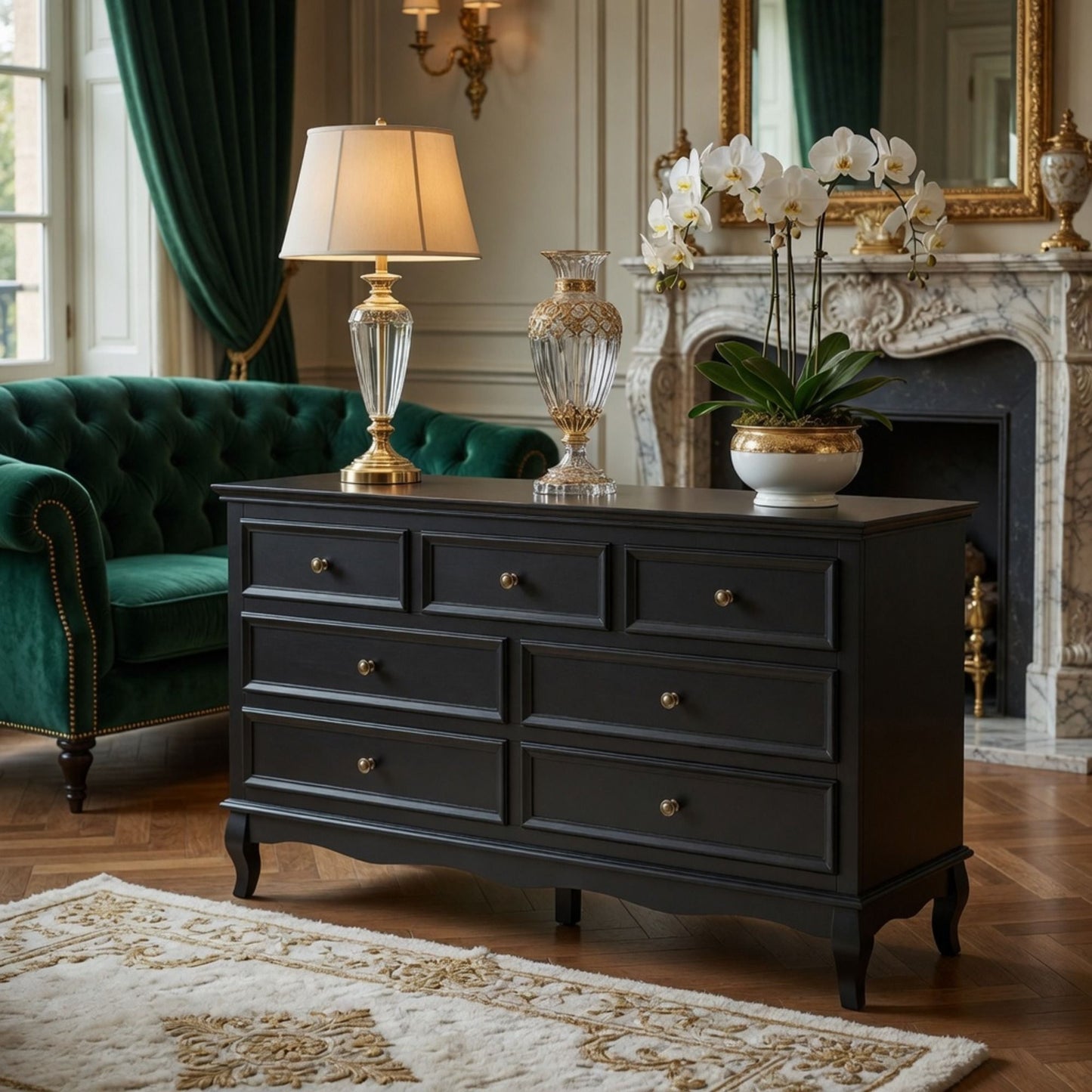 7 Drawer Dresser, Storage Chest - Black