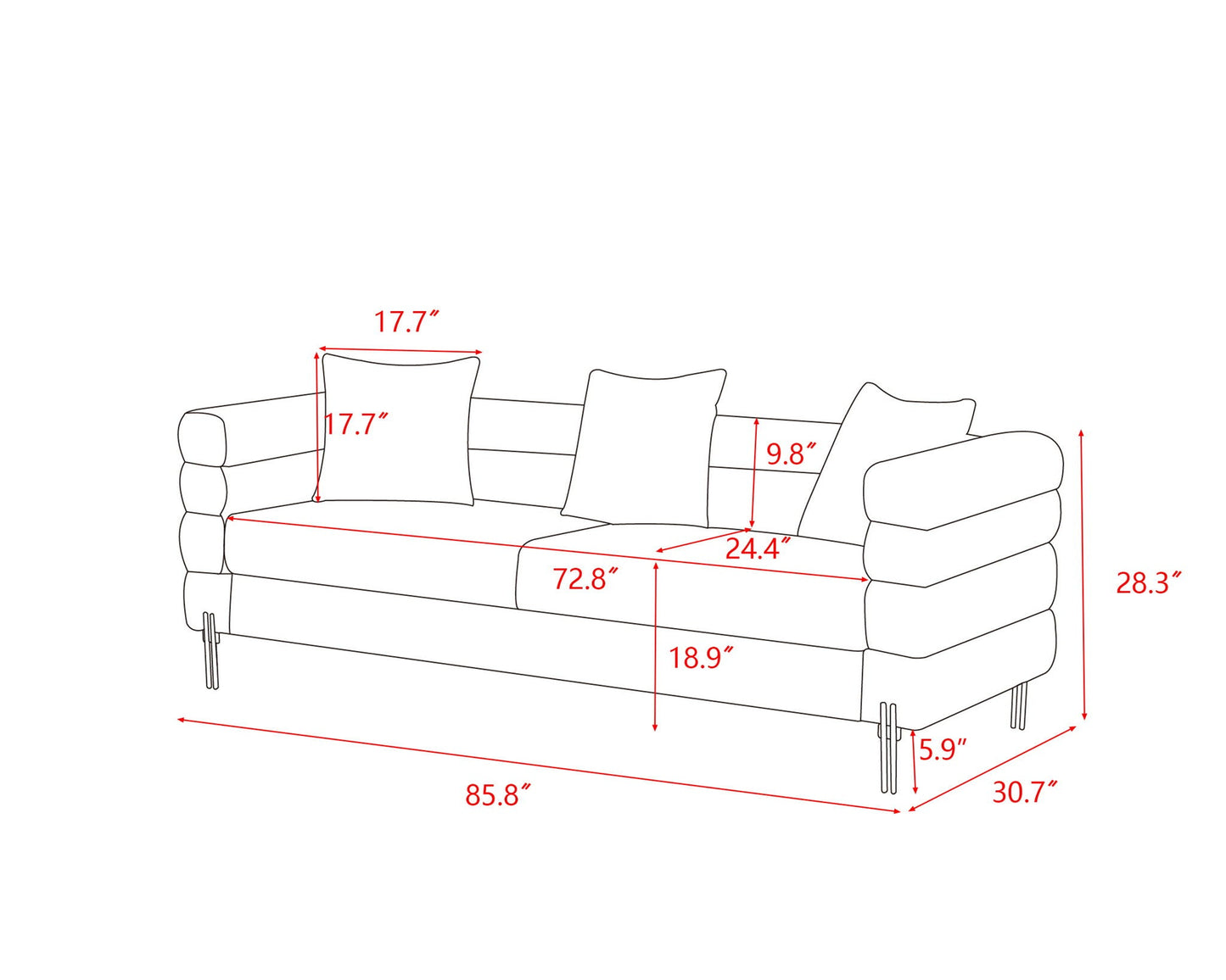 Modern Luxurious And Comfortable Upholstered Sofa