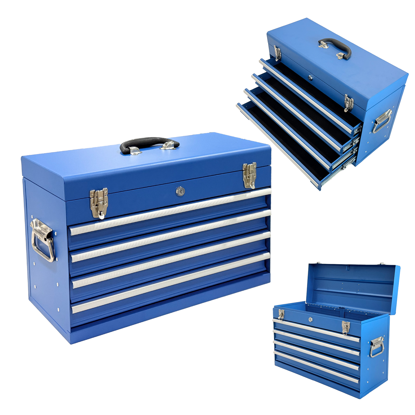 Heavy Duty Metal Tool Box, 21-inch with 4 Drawers