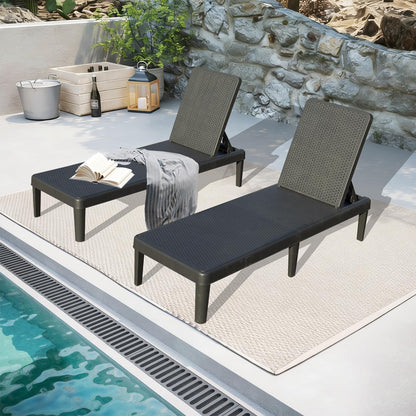Pool Lounge Chairs Set of 2 with 6-Position Adjustable Backrest