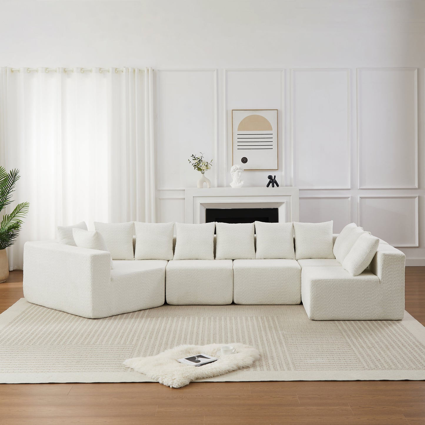 151.6-Inch Extra-Large L-Shaped Chenille Sectional Sofa