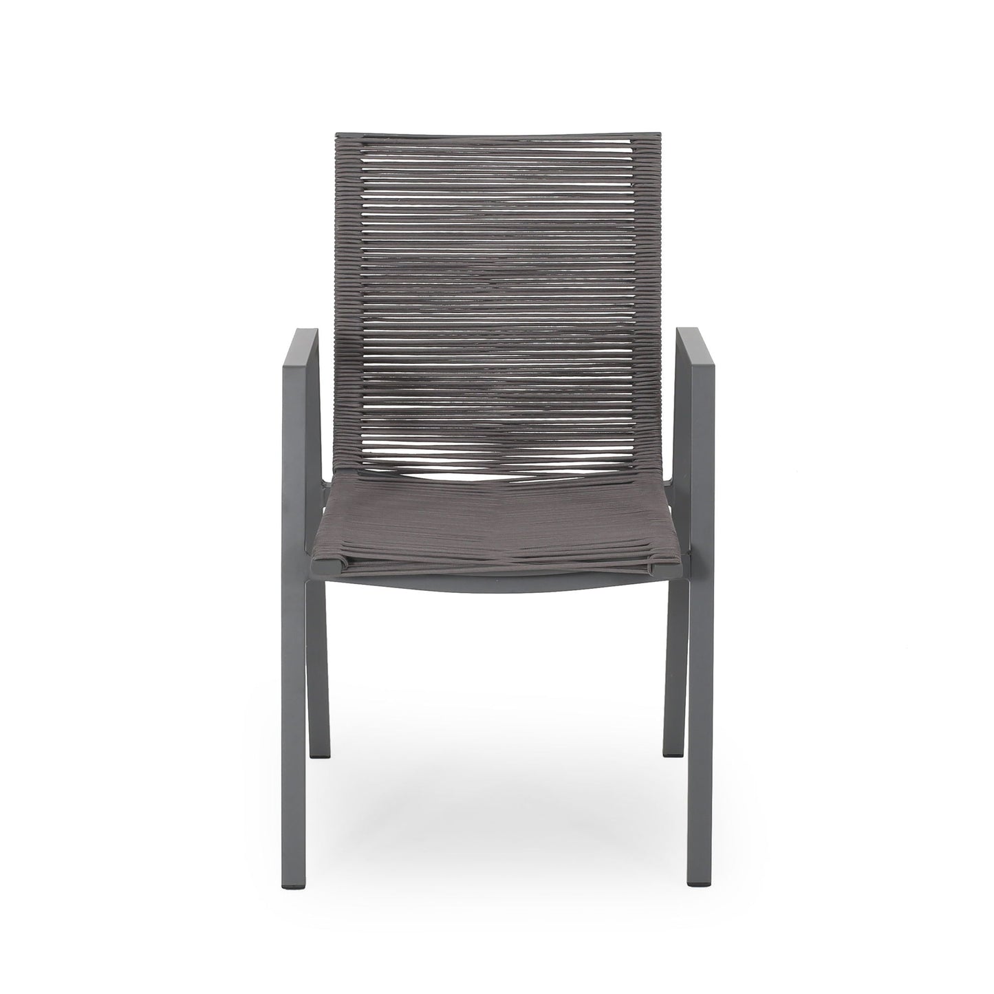 Outdoor Modern Aluminum Dining Chair Set With Rope Sea (Set of 2)