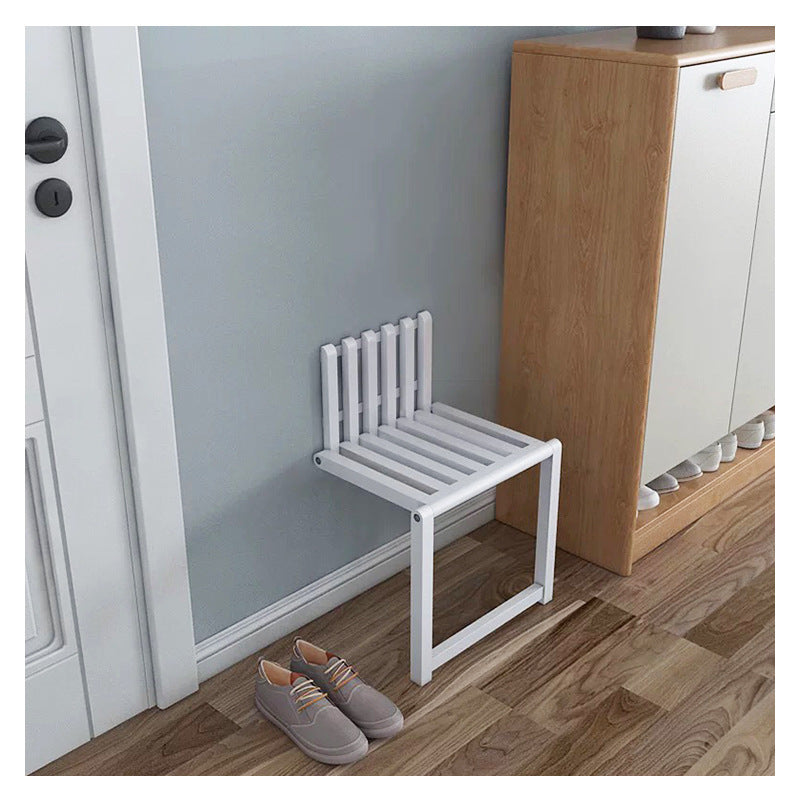 Wall-Mounted Folding Chair for Shoe Changing - Space-Saving Solid Wood Design