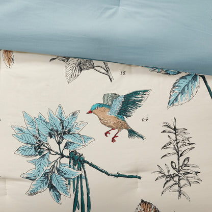 7 Piece Printed Cotton Twill Comforter Set Khaki Queen