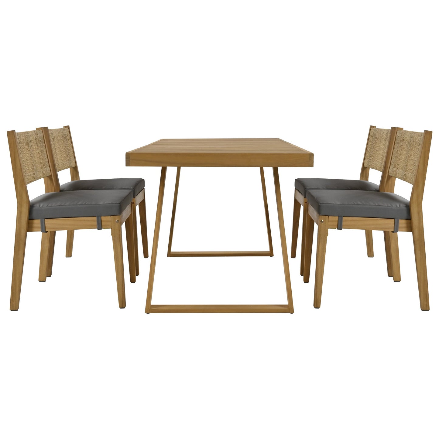 U_Style Multi-Person Outdoor Acacia Wood Dining Table and Chair Set