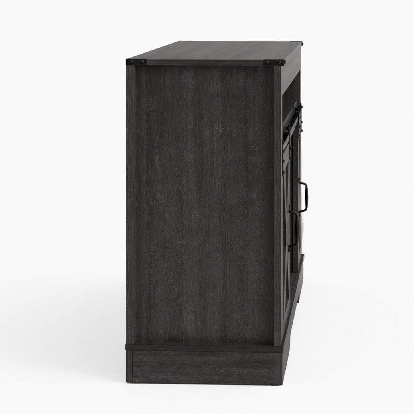 Farmhouse TV Stand With Sliding Barn Doors & Adjustable Storage