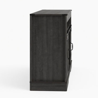 Farmhouse TV Stand With Sliding Barn Doors & Adjustable Storage