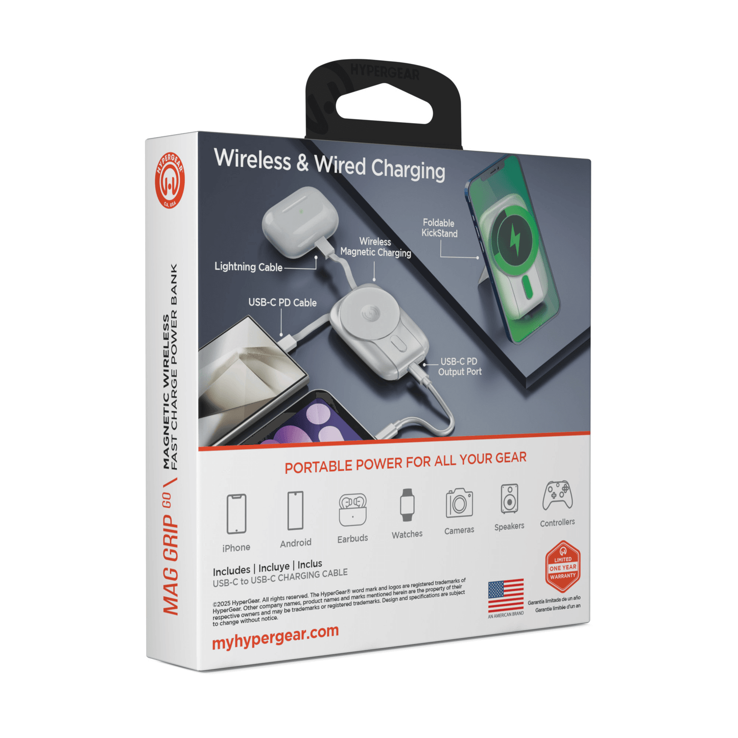 HyperGear Mag Grip Go 5000mAh Wireless Power Bank