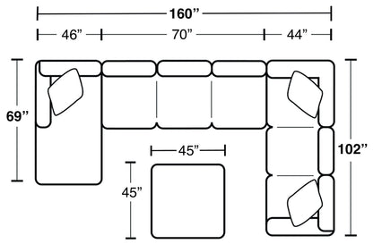 Royce - Sectional With Cocktail Ottoman