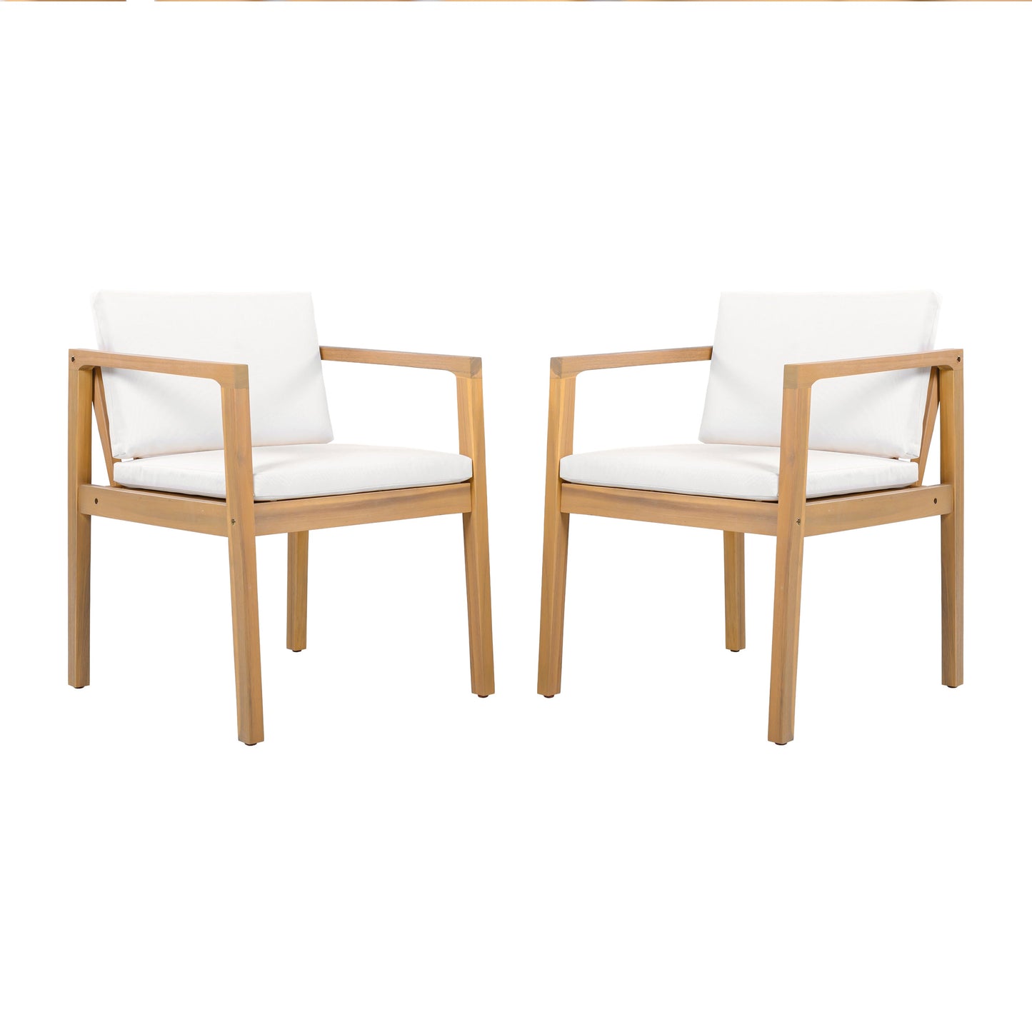 Outdoor Dining Chairs (Set of 2) with Acacia Wood Frame