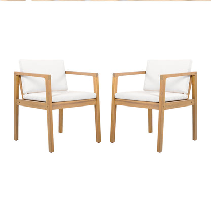 Outdoor Dining Chairs (Set of 2) with Acacia Wood Frame