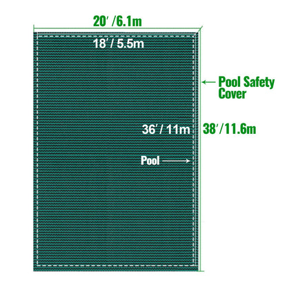 Pool Safety Cover Fits 20 x 38 ft Rectangle Inground Pools