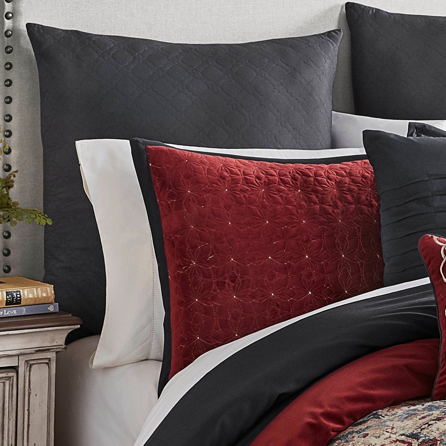 Sadler 9-Pc Burgundy & Blue Medallion Comforter Ensemble